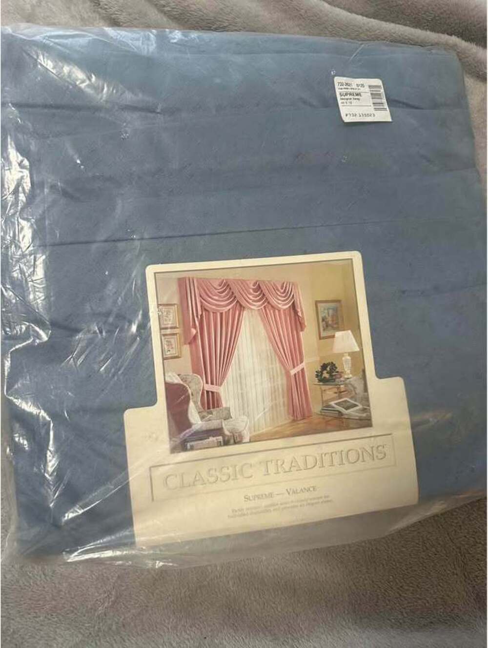 Vtg JCPenney Supreme Scarf Valance Wedgewood Blue Rayon Blend 44x18